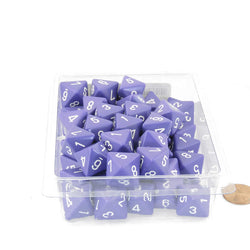 WCXPQ0807E50 Purple Opaque Dice White Numbers D8 Aprox 16mm (5/8in) Pack of 50 (ONLINE ORDER ONLY)