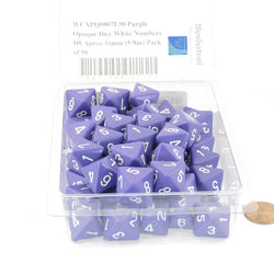 WCXPQ0807E50 Purple Opaque Dice White Numbers D8 Aprox 16mm (5/8in) Pack of 50 (ONLINE ORDER ONLY)