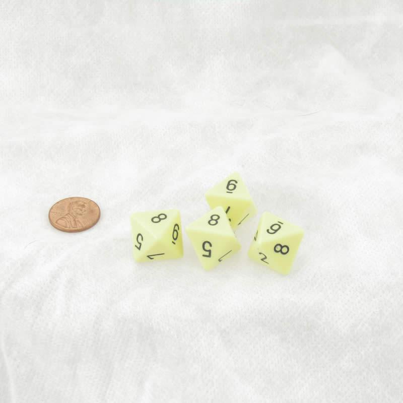 WCXPQ0862E4 Yellow Pastel Dice with Black Numbers D8 Aprox 16mm (5/8in) Pack of 4 (ONLINE ORDER ONLY)