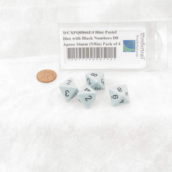 WCXPQ0866E4 Blue Pastel Dice with Black Numbers D8 Aprox 16mm (5/8in) Pack of 4 (ONLINE ORDER ONLY)