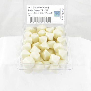 WCXPQ1000AE50 Ivory Blank Opaque Dice D10 Aprox 16mm (5/8in) Pack of 50 (ONLINE ORDER ONLY)