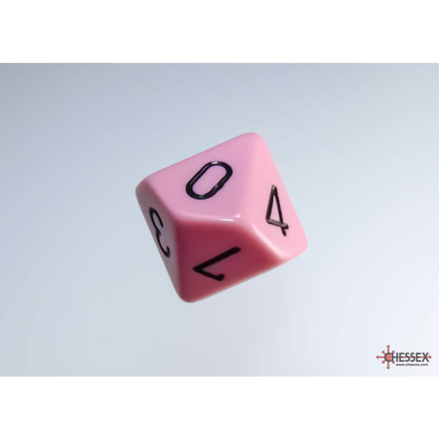 WCXPQ1064E4 Pink Pastel Dice with Black Numbers D10 Aprox 16mm (5/8in) Pack of 4 (ONLINE ORDER ONLY)