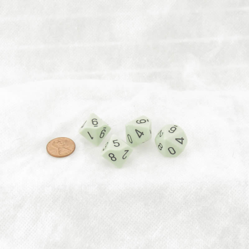 WCXPQ1065E4 Green Pastel Dice with Black Numbers D10 Aprox 16mm (5/8in) Pack of 4 (ONLINE ORDER ONLY)