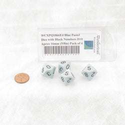 WCXPQ1066E4 Blue Pastel Dice with Black Numbers D10 Aprox 16mm (5/8in) Pack of 4 (ONLINE ORDER ONLY)
