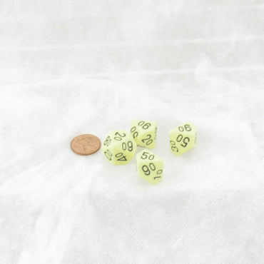 WCXPQ1162E4 Yellow Pastel Dice with Black Numbers 10s D10 Aprox 16mm (5/8in) Pack of 4 (ONLINE ORDER ONLY)