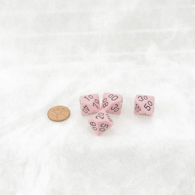 WCXPQ1164E4 Pink Pastel Dice with Black Numbers 10s D10 Aprox 16mm (5/8in) Pack of 4 (ONLINE ORDER ONLY)