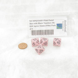 WCXPQ1164E4 Pink Pastel Dice with Black Numbers 10s D10 Aprox 16mm (5/8in) Pack of 4 (ONLINE ORDER ONLY)