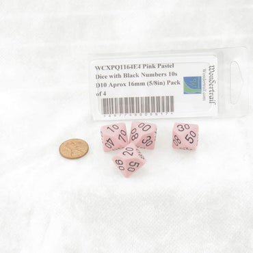 WCXPQ1164E4 Pink Pastel Dice with Black Numbers 10s D10 Aprox 16mm (5/8in) Pack of 4 (ONLINE ORDER ONLY)