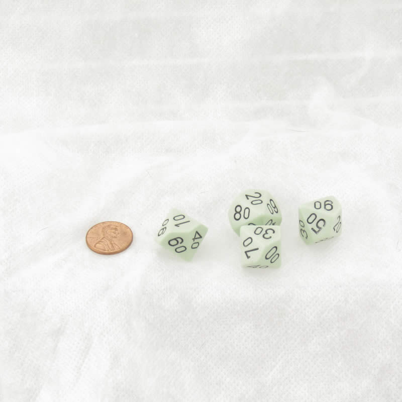 WCXPQ1165E4 Green Pastel Dice with Black Numbers 10s D10 Aprox 16mm (5/8in) Pack of 4 (ONLINE ORDER ONLY)