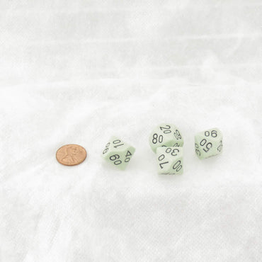 WCXPQ1165E4 Green Pastel Dice with Black Numbers 10s D10 Aprox 16mm (5/8in) Pack of 4 (ONLINE ORDER ONLY)