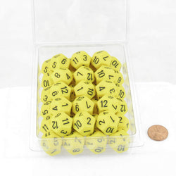 WCXPQ1202E50 Yellow Opaque Dice Black Numbers D12 Aprox 16mm (5/8in) Pack of 50 (ONLINE ORDER ONLY)