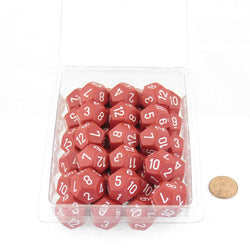 WCXPQ1204E50 Red Opaque Dice White Numbers D12 Aprox 16mm (5/8in) Pack of 50 (ONLINE ORDER ONLY)
