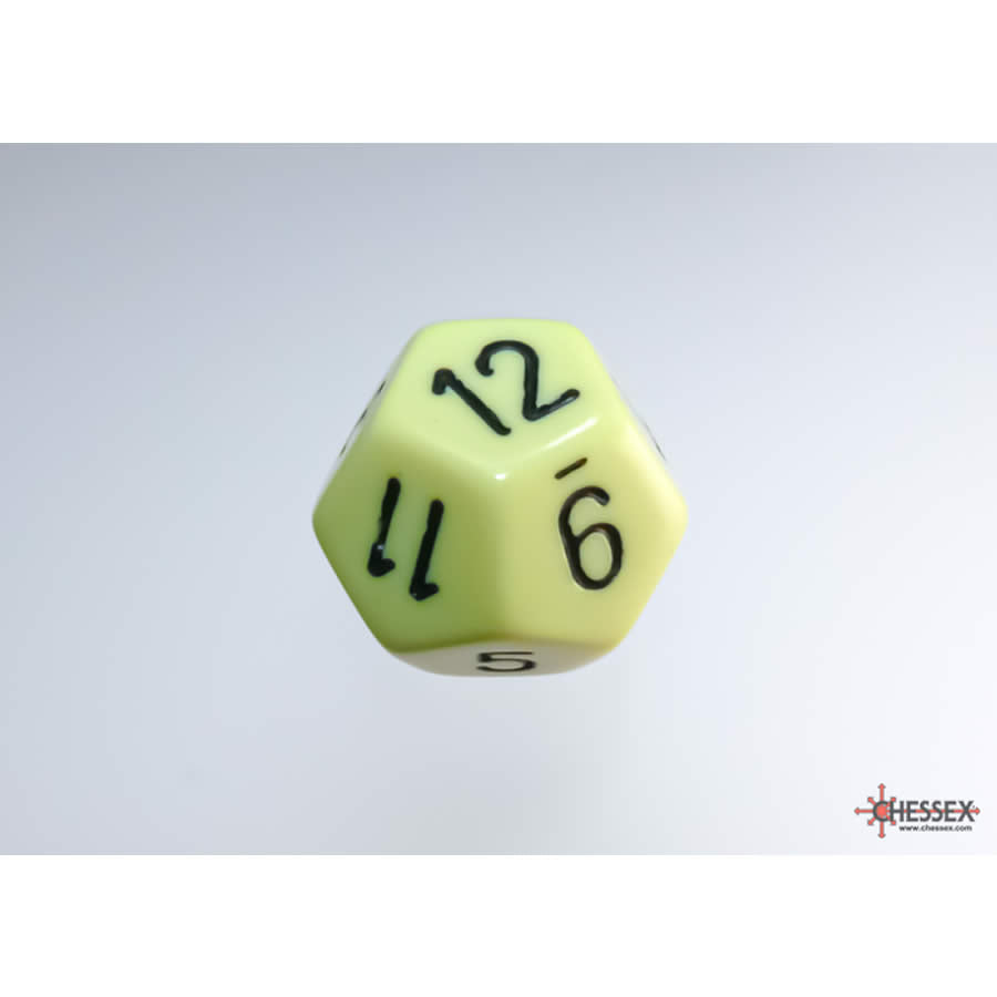 WCXPQ1262E4 Yellow Pastel Dice with Black Numbers D12 Aprox 16mm (5/8in) Pack of 4 (ONLINE ORDER ONLY)