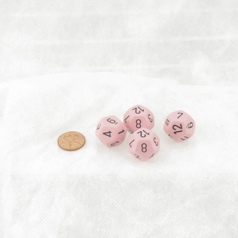 WCXPQ1264E4 Pink Pastel Dice with Black Numbers D12 Aprox 16mm (5/8in) Pack of 4 (ONLINE ORDER ONLY)