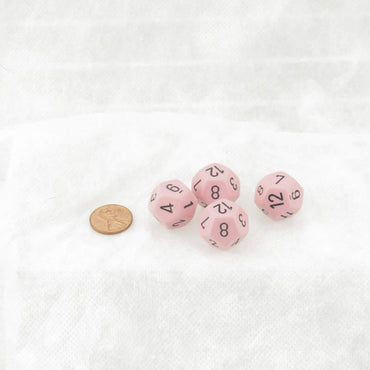 WCXPQ1264E4 Pink Pastel Dice with Black Numbers D12 Aprox 16mm (5/8in) Pack of 4 (ONLINE ORDER ONLY)