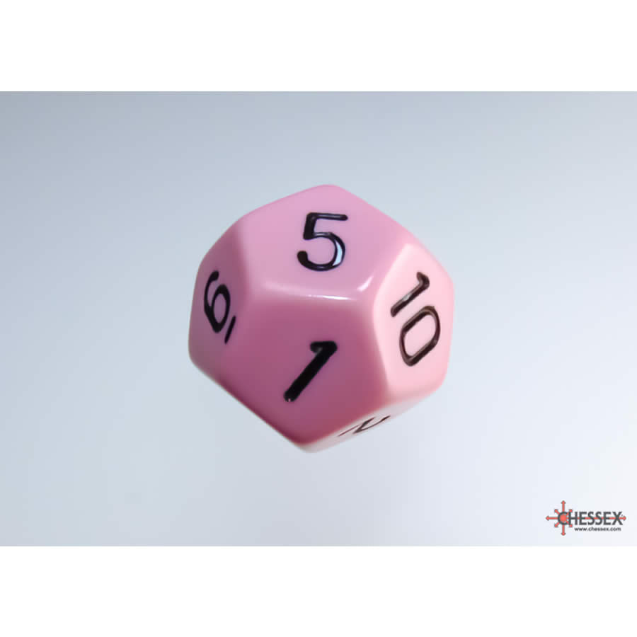 WCXPQ1264E4 Pink Pastel Dice with Black Numbers D12 Aprox 16mm (5/8in) Pack of 4 (ONLINE ORDER ONLY)