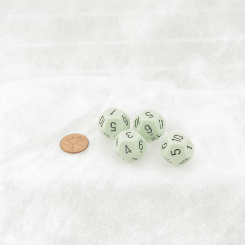 WCXPQ1265E4 Green Pastel Dice with Black Numbers D12 Aprox 16mm (5/8in) Pack of 4 (ONLINE ORDER ONLY)