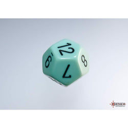 WCXPQ1265E4 Green Pastel Dice with Black Numbers D12 Aprox 16mm (5/8in) Pack of 4 (ONLINE ORDER ONLY)