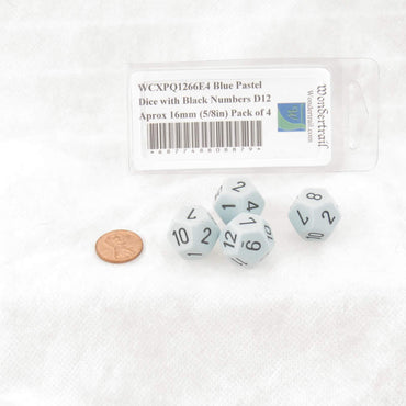WCXPQ1266E4 Blue Pastel Dice with Black Numbers D12 Aprox 16mm (5/8in) Pack of 4 (ONLINE ORDER ONLY)