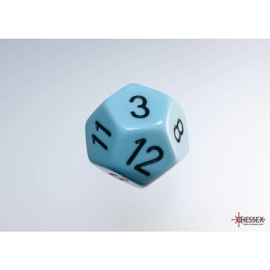 WCXPQ1266E4 Blue Pastel Dice with Black Numbers D12 Aprox 16mm (5/8in) Pack of 4 (ONLINE ORDER ONLY)