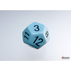 WCXPQ1266E4 Blue Pastel Dice with Black Numbers D12 Aprox 16mm (5/8in) Pack of 4 (ONLINE ORDER ONLY)