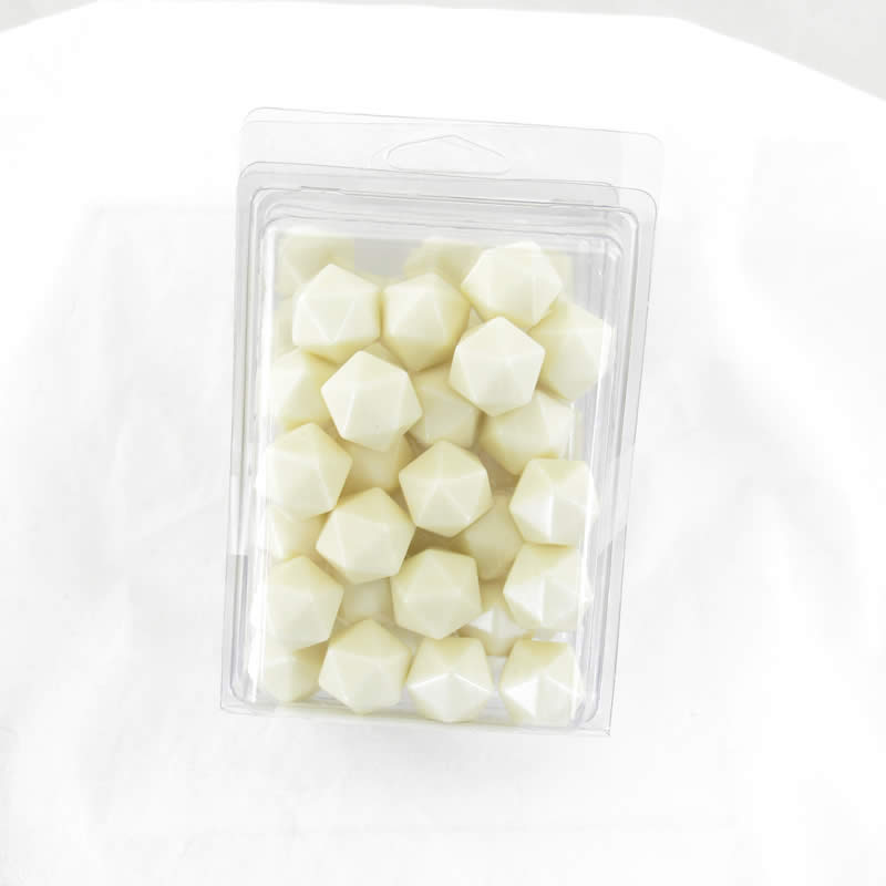 WCXPQ2000AE50 Ivory Blank Opaque Dice D20 Aprox 16mm (5/8in) Pack of 50 (ONLINE ORDER ONLY)