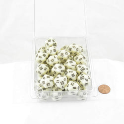 WCXPQ2000E50 Ivory Opaque Dice with Black Numbers D20 Aprox 16mm (5/8in) Pack of 50 (ONLINE ORDER ONLY)