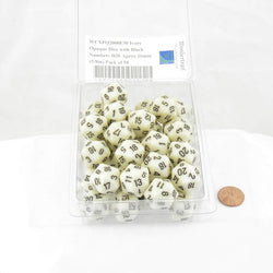 WCXPQ2000E50 Ivory Opaque Dice with Black Numbers D20 Aprox 16mm (5/8in) Pack of 50 (ONLINE ORDER ONLY)