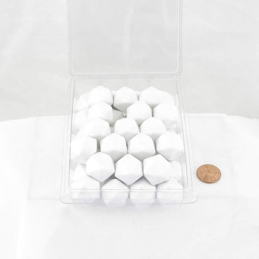 WCXPQ2001AE50 White Blank Opaque Dice D20 Aprox 16mm (5/8in) Pack of 50 (ONLINE ORDER ONLY)
