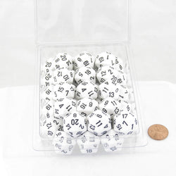 WCXPQ2001E50 White Opaque Dice Black Numbers D20 Aprox 16mm (5/8in) Pack of 50 (ONLINE ORDER ONLY)