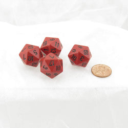 WCXPQ2014E4 Red Opaque Dice Black Numbers D20 16mm Pack of 4 (ONLINE ORDER ONLY)