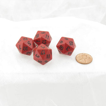 WCXPQ2014E4 Red Opaque Dice Black Numbers D20 16mm Pack of 4 (ONLINE ORDER ONLY)