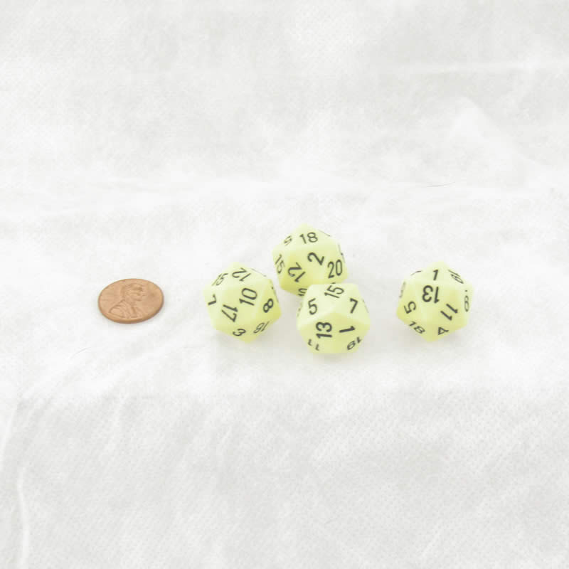 WCXPQ2062E4 Yellow Pastel Dice with Black Numbers D20 Aprox 16mm (5/8in) Pack of 4 (ONLINE ORDER ONLY)