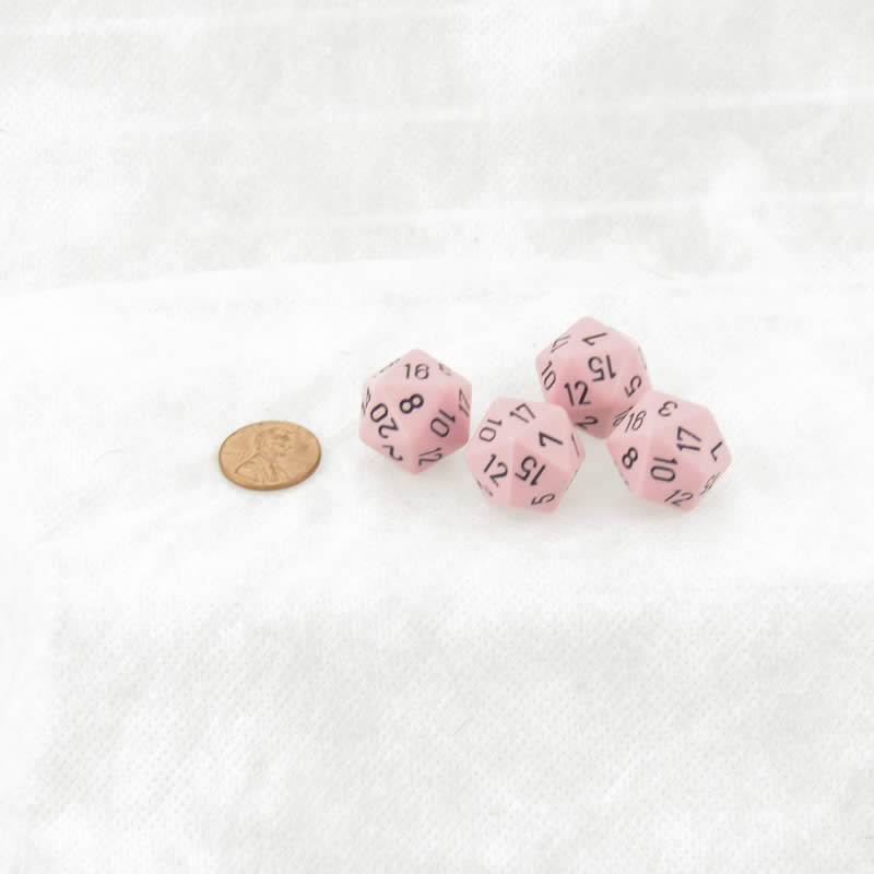 WCXPQ2064E4 Pink Pastel Dice with Black Numbers D20 Aprox 16mm (5/8in) Pack of 4 (ONLINE ORDER ONLY)