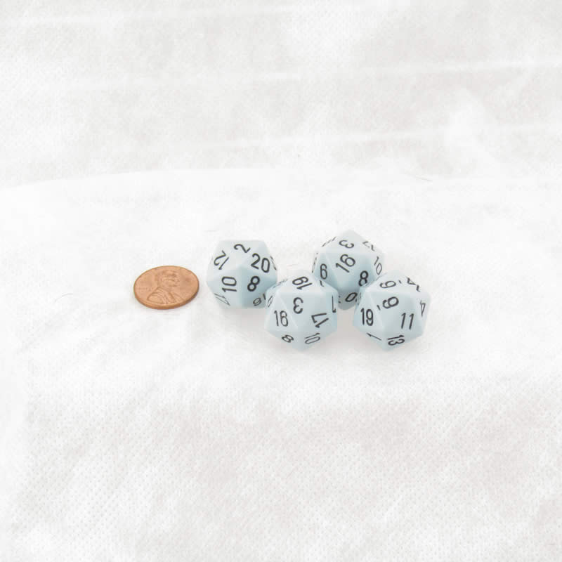 WCXPQ2066E4 Blue Pastel Dice with Black Numbers D20 Aprox 16mm (5/8in) Pack of 4 (ONLINE ORDER ONLY)