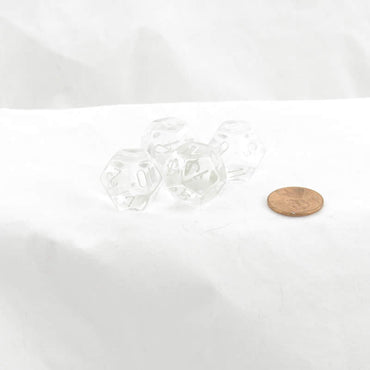 WCXPT1201E4 Clear Translucent Dice White Numbers D12 16mm Pack of 4 (ONLINE ORDER ONLY)