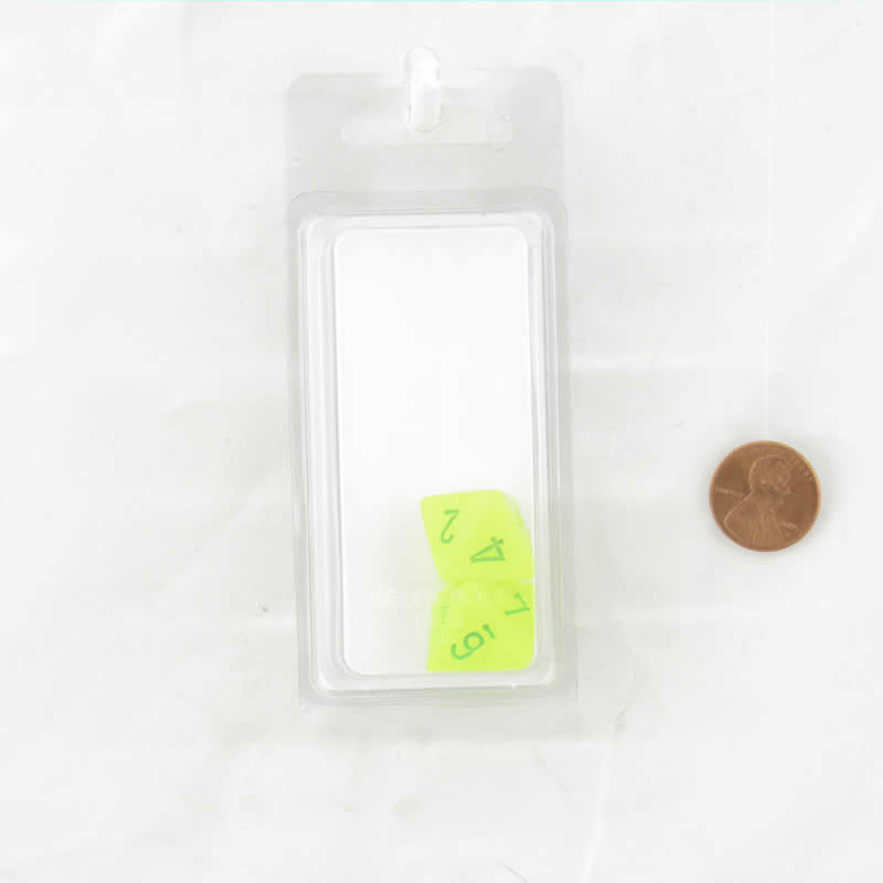 WCXPV0822E2 Electric Yellow Vortex Dice Green Numbers D8 16mm Pack of 2 (ONLINE ORDER ONLY)