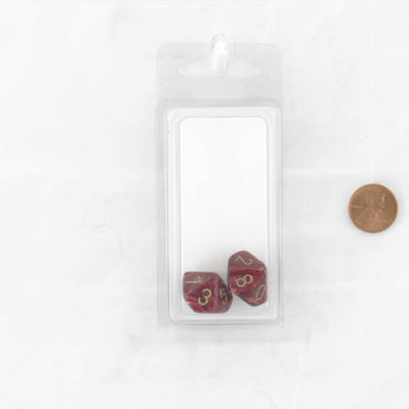 WCXPV1024E2 Burgundy Vortex Dice Gold Numbers D10 16mm (5/8in) Pack of 2 (ONLINE ORDER ONLY)