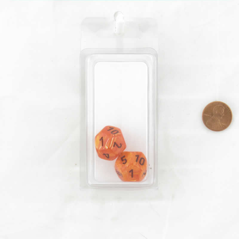 WCXPV1203E2 Orange Vortex Dice Black Numbers D12 16mm (5/8in) Pack of 2 (ONLINE ORDER ONLY)