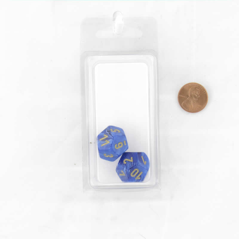 WCXPV1206E2 Blue Vortex Dice Gold Numbers D12 16mm (5/8in) Pack of 2 (ONLINE ORDER ONLY)
