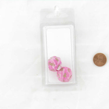 WCXPV1214E2 Pink Vortex Dice Gold Numbers D12 16mm (5/8in) Pack of 2 (ONLINE ORDER ONLY)