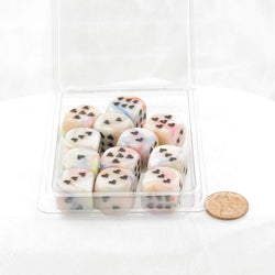 WCXXH6002E12 Circus Festive Dice with Black Hearts D6 16mm (5/8in) Pack of 12 (ONLINE ORDER ONLY)
