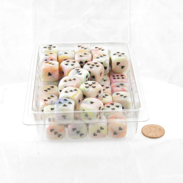 WCXXH6002E50 Circus Festive Dice with Black Hearts D6 16mm (5/8in) Pack of 50 (ONLINE ORDER ONLY)