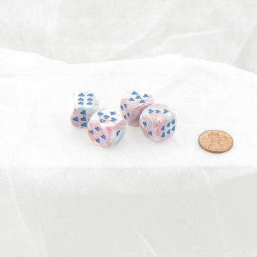 WCXXH6003E4 Pop Art Festive Dice with Blue Hearts D6 16mm (5/8in) Pack of 4 (ONLINE ORDER ONLY)