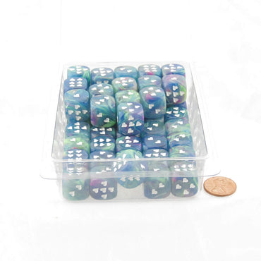 WCXXH6004E50 Waterlily Festive Dice with White Hearts D6 16mm (5/8in) Pack of 50 (ONLINE ORDER ONLY)