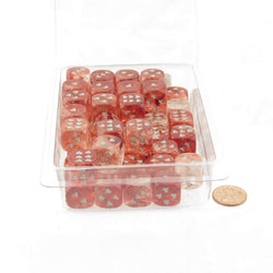WCXXH6006E50 Red Nebula Luminary Dice with Silver Hearts D6 16mm (5/8in) Pack of 50 (ONLINE ORDER ONLY)