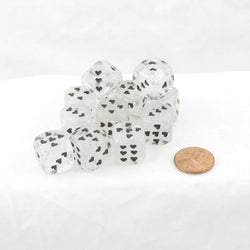 WCXXM0601E12 White Cirrus Dice with Black Hearts D6 16mm (5/8in) Pack of 12 (ONLINE ORDER ONLY)