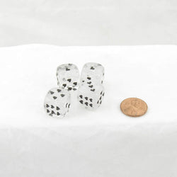 WCXXM0601E4 White Cirrus Dice with Black Hearts D6 16mm (5/8in) Pack of 4 (ONLINE ORDER ONLY)