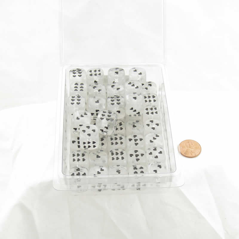 WCXXM0601E50 White Cirrus Dice with Black Hearts D6 16mm (5/8in) Pack of 50 (ONLINE ORDER ONLY)
