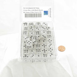 WCXXM0601E50 White Cirrus Dice with Black Hearts D6 16mm (5/8in) Pack of 50 (ONLINE ORDER ONLY)